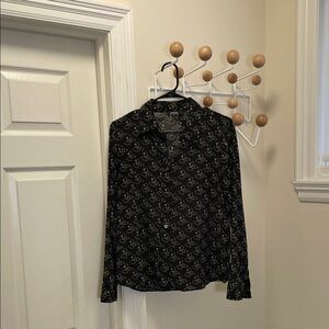 A.P.C Rue Marais Paris - Silk Button Down Long Sleeve Shirt - Black L